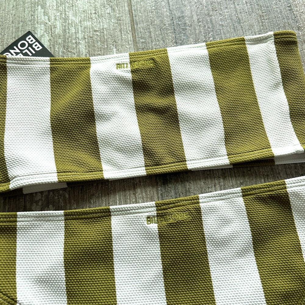 NWT BILLABONG -  SUN RAYS BANDEAU MAUI BIKINI SET striped green/white - Picture 9 of 11